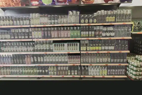 ShelfPickVA bottle detection system showing live inference and interaction